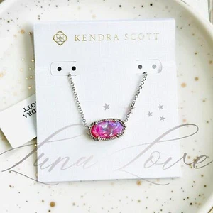 KENDRA SCOTT Elisa Silver Pendant Necklace In Carnation Opal NWT - Picture 1 of 4