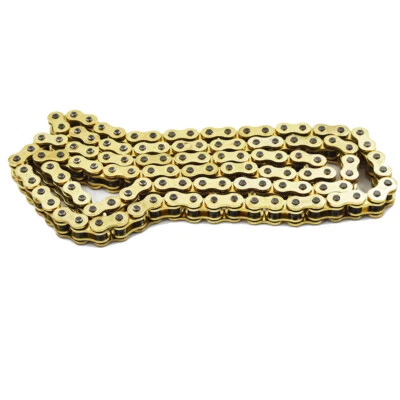 Cadena de transmisión color dorado 520 x114 ATV motocicleta 520 paso 114 eslabones con junta tórica Foto 1 de 4