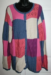 CJ Banks 1x Punto Tejido Patchwork Estilo Suéter Cárdigan Colores Bonitos - Imagen 1 de 5
