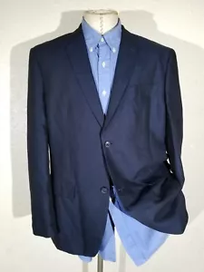 44R blue on black slub check LINEN COTTON textured Sport Coat Jacket Blazer NWO - Picture 1 of 7