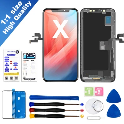 EFAITH ECRAN POUR IPHONE X LCD OLED COMPLET VITRE TACTILE NOIR + OUTIL + VERRE TREMPÉ