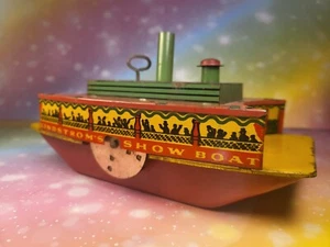 Tin toy 1920's Lindstrom-USA mechanical NEW YORK's PADDLE WORKING SHOW BOAT nice - Picture 1 of 24