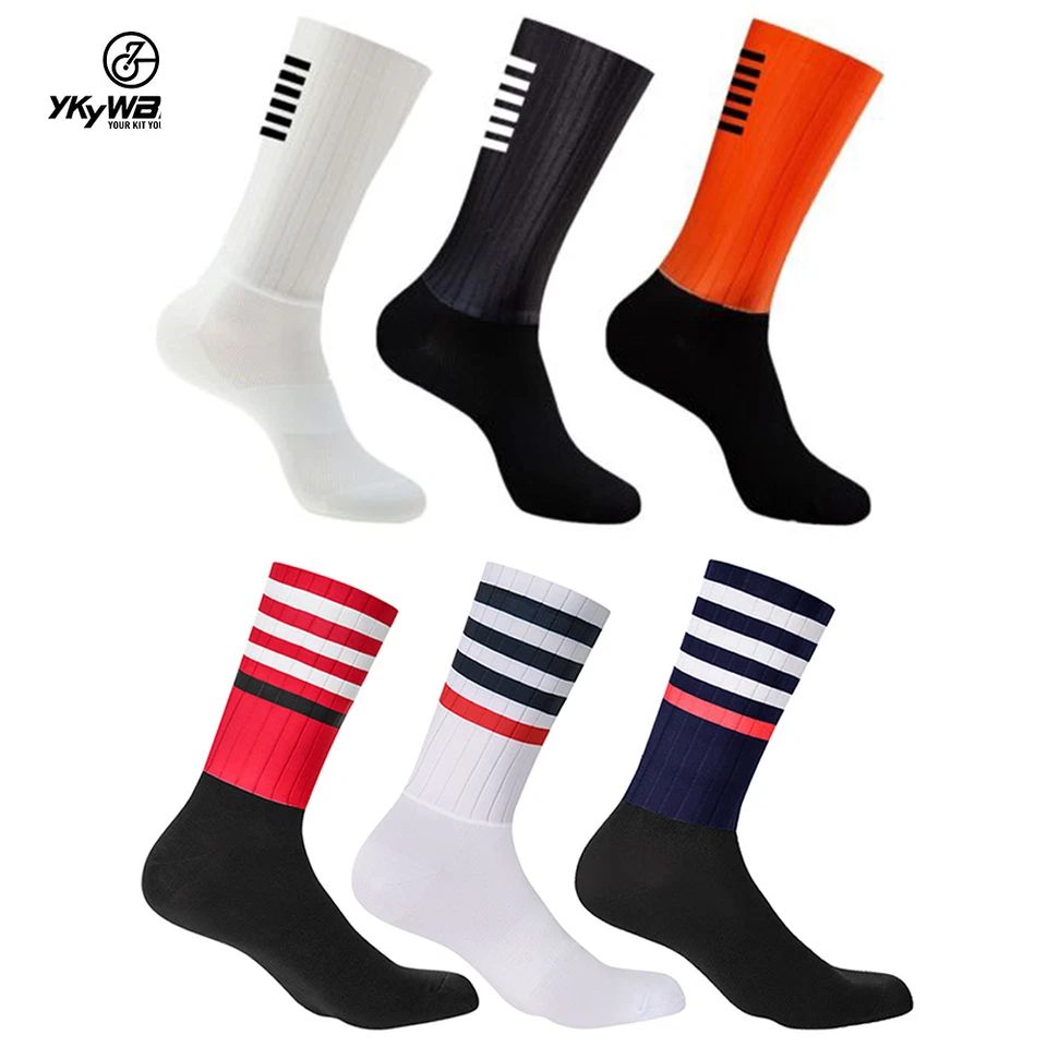 YKYWBIKE Mens Cycling Socks Anti Slip Silicone Unisex Bicycle Running Bike Socks - Image 1 of 4
