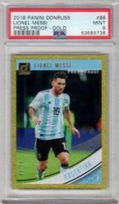 2018-19 Lionel Messi /75 Panini Donruss Press Proof Gold #88 PSA9 MINT 