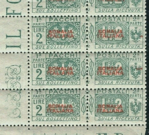 Italy Colonies SOMALIA Parcel Post Scott.Q31 2L BLOCK Mint MNH c$1,300+ SS2242 Cover