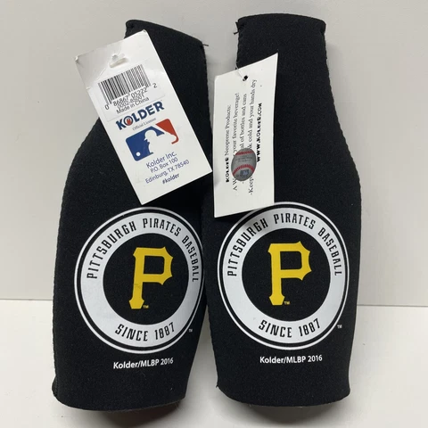 Pittsburgh Pirates MLB x2 Black Zippered 12oz. Bottle Koozies Cooler New Cover