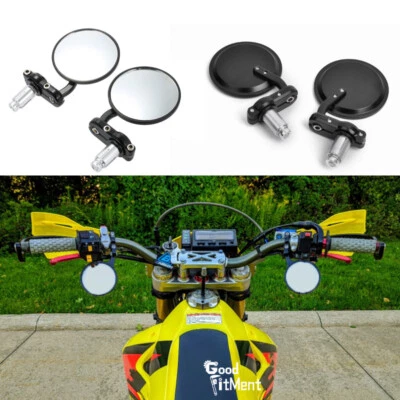 For Suzuki DRZ400SM DRZ400 Rearview HandleBar End Mirrors Black Round Motorcycle - Image 1 of 4