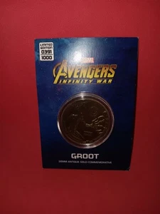 Marvel AVENGERS INFINITY WAR 18k Gold Overlay Ltd Ed 1000 COIN: GROOT Sealed! - Picture 1 of 2