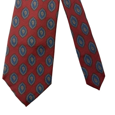 Corbata de seda hecha a mano Preswick and Moore para hombre borgoña Foto 1 de 4