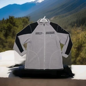 Harley Davidson Fleecejacke Herren Large Grau Schwarz Full Zip Color Block Mock Ne - Bild 1 von 20