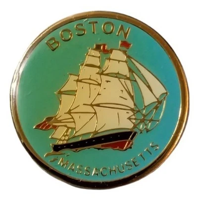 马萨诸塞州波士顿船舶旅游纪念品别针 — 第 1/2 张图片