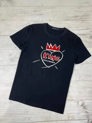 Vintage Dolce Gabbana DG Heart King T Shirt Men Size L Black - Image 1 of 4