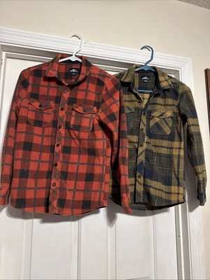 Lote De 2 Camisas O’neill A Presión Gruesas Invierno Manga Larga Niños Talla M Franela Foto 1 de 4