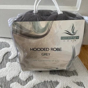 Serenity Home Grey Hooded Robe Unisex One Size NEW - Picture 1 of 3
