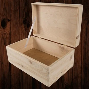 Caja de almacenamiento de memoria de madera con tapa | Madera lisa decorativa natural hágalo usted mismo - Imagen 1 de 10