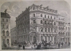 LOMBARD ST LONDON ROYAL INSURANCE BUILDING 1865 ILLUSTRATED LONDON NEWS - Picture 1 of 2