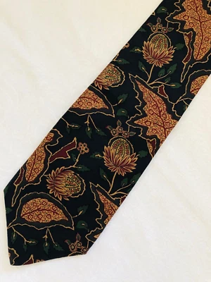 Corbata Villa Bugatti Floral Jacobea Negra Seda Foto 1 de 3