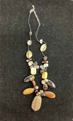 Collar Silpada Vintage Ojo de Tigre Faceta Dorada Cuarzo Perla Vidrio Foto 1 de 4