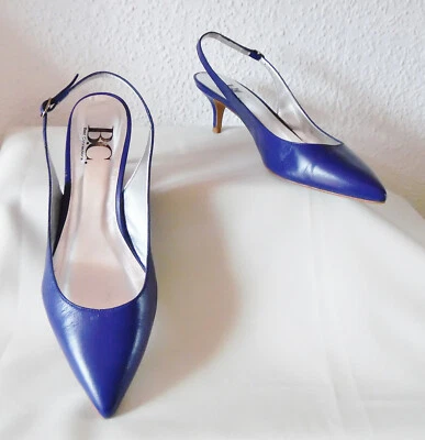 Neuw Sling-Pumps BC Best Connections Gr. 40/6,5 Marine-Blau Echt-Leder v. Heine - Bild 1 von 4