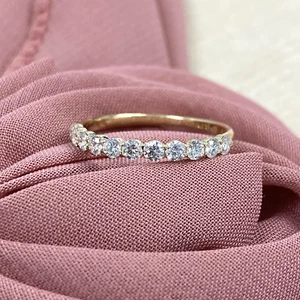 Elegant 14K Solid Gold 0.50 Diamond Wedding Band Lab-Grown Diamond Ring for Her - Picture 1 of 4