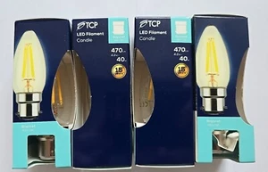 6x B22 LED Candle Light Bulbs 40w 4.2w Non-Dim Clear Bayonet BC B22d Glass TCP - Picture 1 of 4