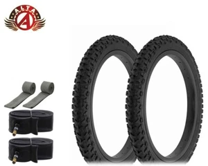 ALTALINE Bicycle TIRE 16" x 2.00" All Black (2) TIRES TUBES & STRIP MTB Road Kid - Picture 1 of 1
