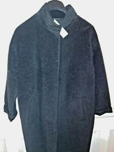 Eileen Fisher Stand Collar Allover Fuzzy Texture Coat Black ~Size XLRG ~NWT~LAST