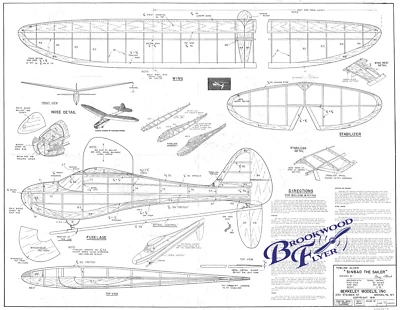 SINBAD THE SAILER Kit PLAN + PARTS PATTERNS to Build Struck's 50” Towline Glider - Image 1 of 4