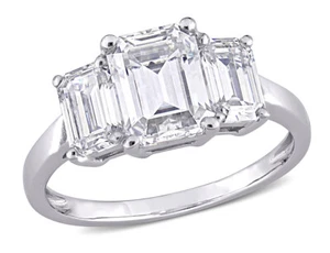 2.70 Carat (ctw) Lab-Created Three-Stone Moissanite Engagement Ring 10K Gold - Picture 1 of 5