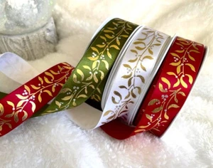 Berisfords MISTLETOE WISHES Christmas - 3 colours combos Ribbon 25mm - NEW 2024 - Picture 1 of 18