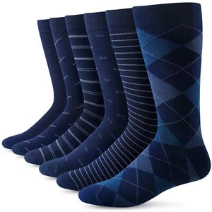 Men Dress Socks Comfortable Business Casual Knit Solid Pattern Cotton Crew So... - Picture 1 of 7