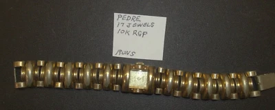 Pedre 17 Jewel Vintage Women's Wrist Watch 10K Gold Plate Link Band WINDS-RUNS - Image 1 of 3