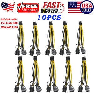 10 X NVIDIA Dual 8 to 8 Graphics Power Cable 030-0571-000 Tesla K80 M60 M40 P100 - Picture 1 of 7