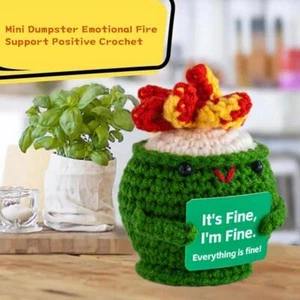 1x Crochet Dumpster Fire with Encouraging Card Emotional Supports Dumpster Fire - Picture 1 of 8