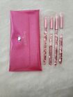 Glamierre Pink Luxe Glitter Eye Brush Floating 4 Pc Set Makeup Tools Brushes Bag