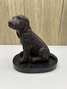 Bronze Sculpture Cocker Spaniel Dog Pet Animal Marble Base Figurine Rare - Picture 1 of 10