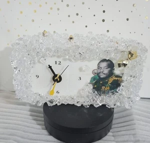 Marcus Garvey Resin Clock β Handmade with Glass Crystals & Gold Gems one off - Picture 1 of 6