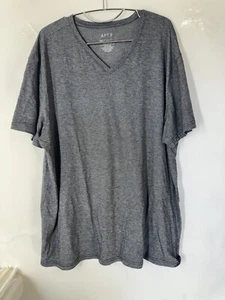Apt. 9 Shirt Mens XXL Gray Short Sleeve V-neck Casual Striped Basic Adult - Picture 1 of 7