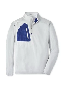 Peter Millar British Gray / Navy Blue Camo Verge Performance Quarter-Zip Golf XL - Picture 1 of 6