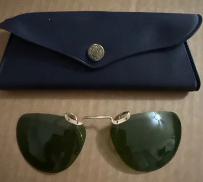 Винтажный 1950-х Polaroid зажим на солнцезащитные очки зеленый кошки глаз линзы с чехлом изящный - Изображение 1 из 4