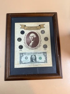Washington Memorial Collection 6x Quarters und Dollarschein gerahmt 1932-1964 1976 - Bild 1 von 21