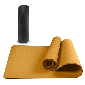Simple & Plain Yoga Mat With Carry Bag For Unisex Mustard Yellow Color - Picture 1 of 5
