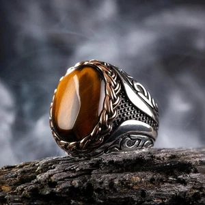 925 Sterling Silver Handmade Jewelry Black Men's Ring All Size Fashion Ring 2025 - Picture 1 of 24