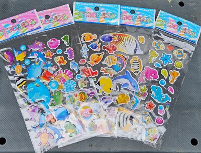 FAT-CATZ-COPY-CATZ 5x SHEETS KIDS 3D PUFFY RE-USABLE SCRAP BOOK STICKERS ANIMALS CATS DOGS DINO
