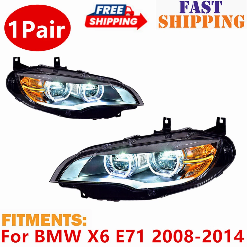 ✅Juego de montaje de faros LED luces de señal de giro para BMW X6 E71 2008-2014 actualización Foto 1 de 4