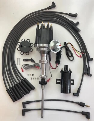 Distribuidor HEI de tapa pequeña STUDEBAKER 232 259 289 304 + cables negros + bobina de 45 k Foto 1 de 4