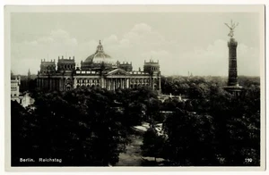 Foto real postal Berlín: Reichstag con columna de victoria, usada 1933 - Imagen 1 de 2