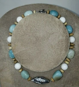 Simon Sebbag SSD 925 Sterling Silver Earthtone Stones 18" Necklace Chunky - Picture 1 of 5