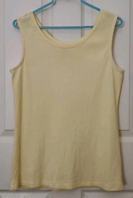 Camiseta sin mangas Classic Elements para mujer, mediana, amarilla, acanalada, recortada en el escote Foto 1 de 4