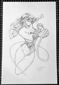 Signierte Original Chris Delara Wonder Woman Bleistiftkommission 11X17 - Bild 1 von 1